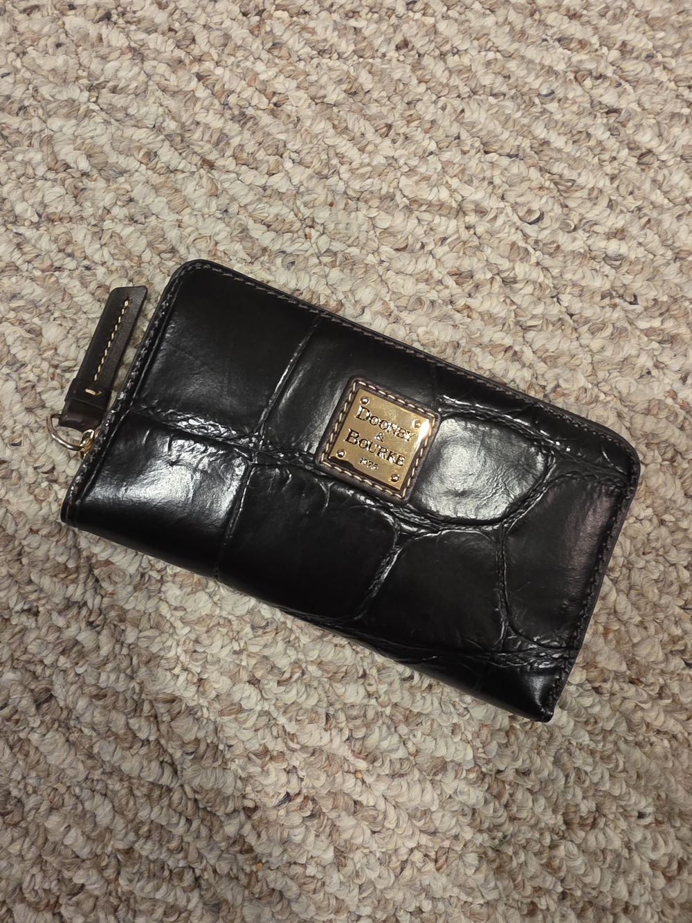 Dooney & Bourke Black Croc-Embossed Zip Wallet